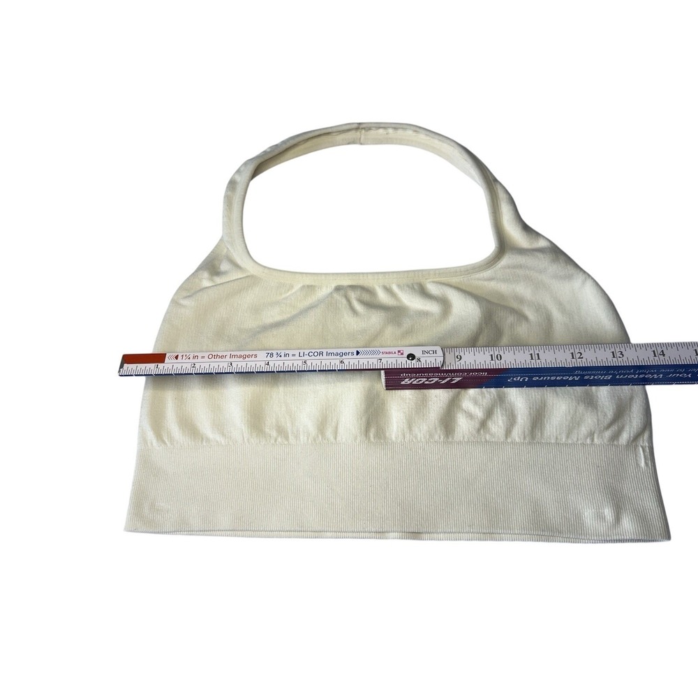 Lululemon Seamless Halter Crop Top Cream Ivory Ribbed Athletic Small